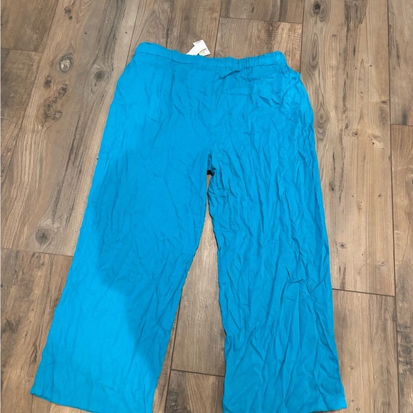 Bright Blue Wide-Leg Pants Ashley Stewart NWT size 20 rayon linen - Picture 2 of 4
